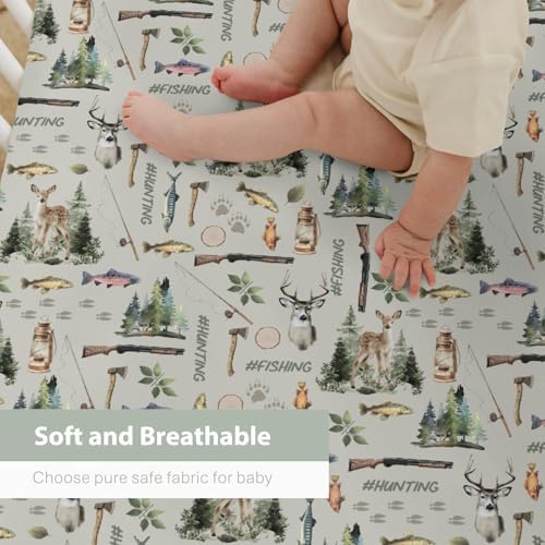 ZoUbqchY Baby Crib Sheets with Deer Paws Pattern