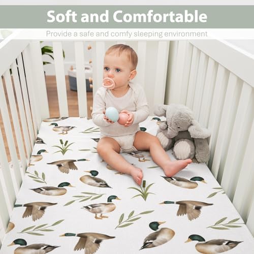 Wild Duck Pattern Crib Sheets 28x52 Fitted Baby Mattress Cover