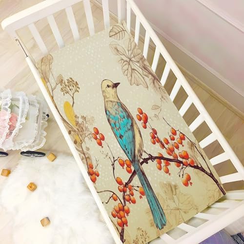 Jihqo Beautiful Forest Bird Crib Sheets Pack N Play