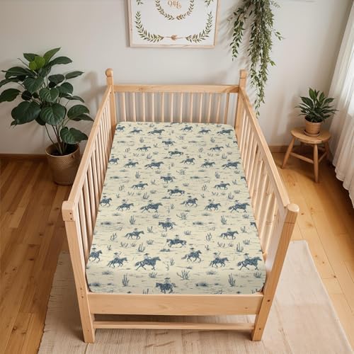 Vintage Western Cowboy Crib Sheets 28x52