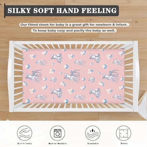 Winpema Cute Vintage Fawn Fitted Crib Sheet
