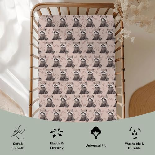 Vintage Raccoon Boho Crib Sheets 52x28 Inch