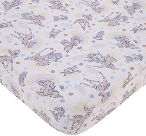 Disney Bambi Tan Gray White Crib Sheet
