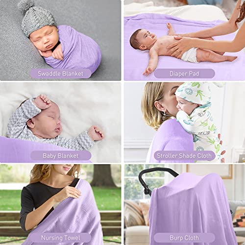 Knirose Newborn Swaddle Blanket 47x47 Inches Light Purple