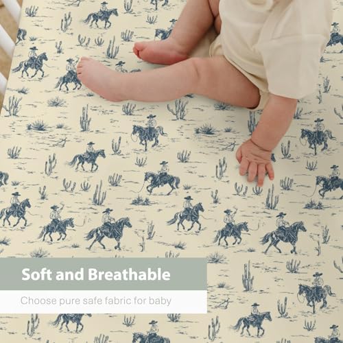 Vintage Western Cowboy Crib Sheets 28x52