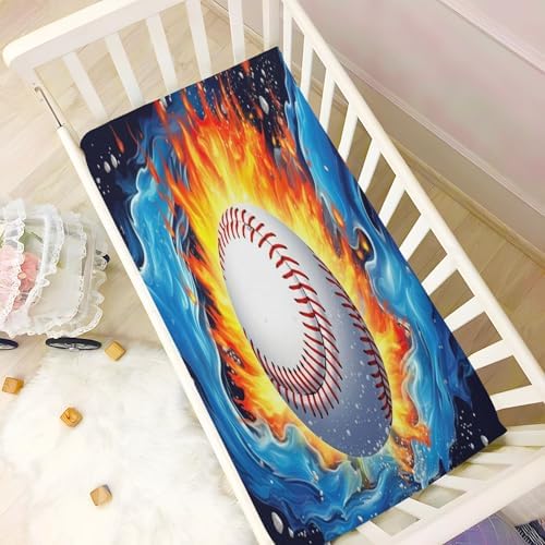 Jihqo Baseball on Fire Crib Sheets Pack N Play