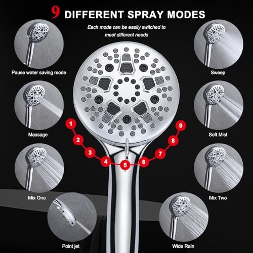 BSTKEECL 14 High Pressure Rain Shower Head Combo with Handheld and Adjustable Arm