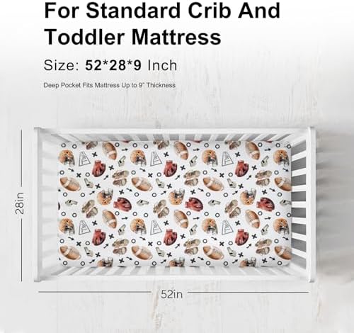KASTLEE Watercolor American Football Crib Sheets 52x28