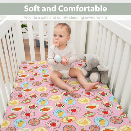 Fruits Summer Preppy Crib Sheets 52x28Inch