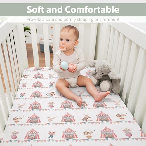 ZoUbqchY Watercolor Circus Animals Crib Sheets