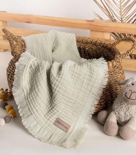 HBVictory Muslin Baby Blanket 4 Layers 100 Organic Cotton Swaddle Blanket