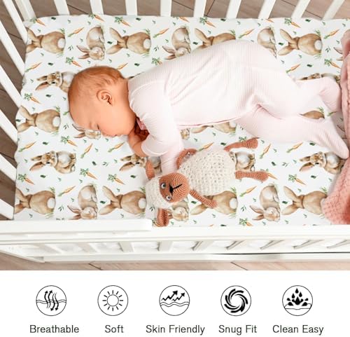KASTLEE Cute Bunnies Fitted Crib Sheet 52x28