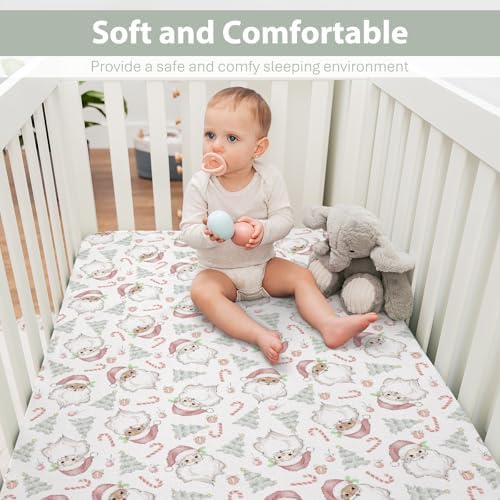 Christmas Santa Crib Sheet 52x28 for Baby Boy Girl