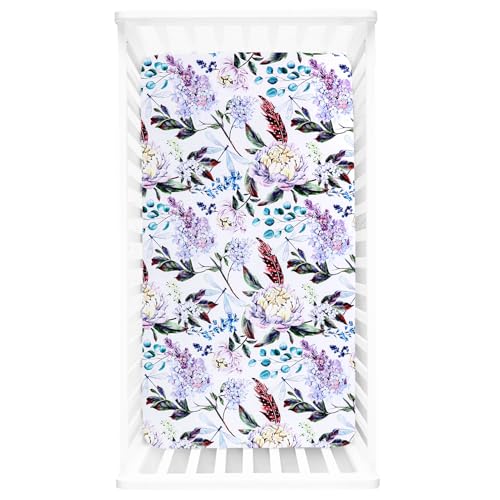 HNHUAMING Ultra Soft Crib Sheets with Purple Floral Design