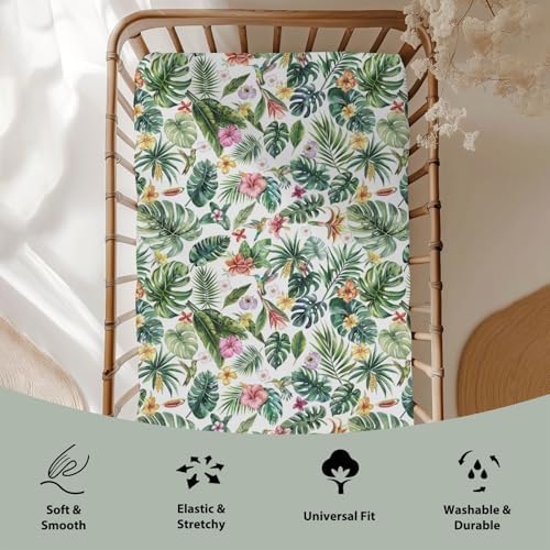 Tropical Flower Leaves Hummingbirds Crib Sheets 52x28