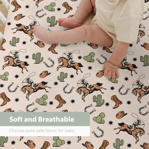 Retro Western Cowboy Crib Sheets 52x28 Inch