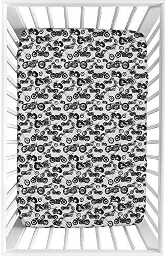 XISUNYA Decorative Crib Sheet Set 28x52x8 Motorbike Print