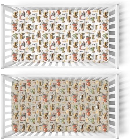 Construction Truck Crib Sheets 28x52 Soft Fitted Mattress Covers