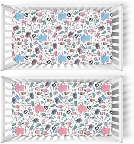 Pink Blue Nursing Crib Sheets 2 Pack