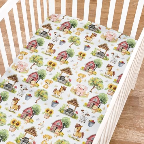 KASTLEE Farm Animals Crib Sheet for Baby and Toddler
