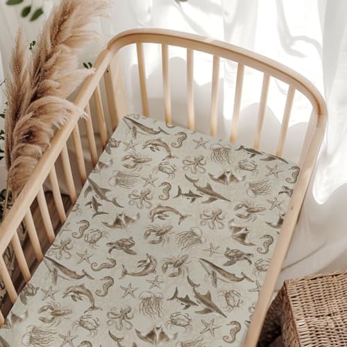 Retro Sea Animals Crib Sheets for Baby