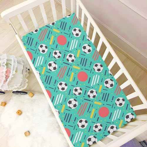 MNSRUU Crib Sheets for Boys Girls with Soccer Balls Design