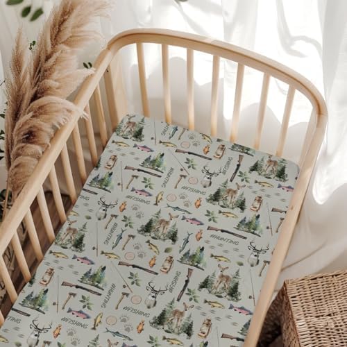 ZoUbqchY Baby Crib Sheets with Deer Paws Pattern