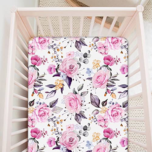 Floral Crib Sheets for Baby Girls 2 Pack