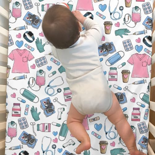 Pink Blue Nursing Crib Sheets 2 Pack