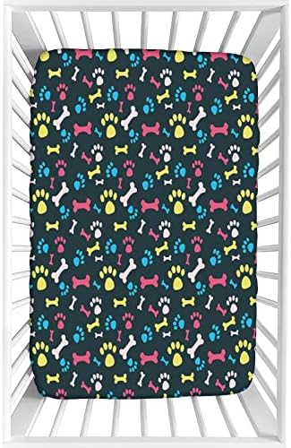 XISUNYA Decorative Crib Sheet with Paw Print Design
