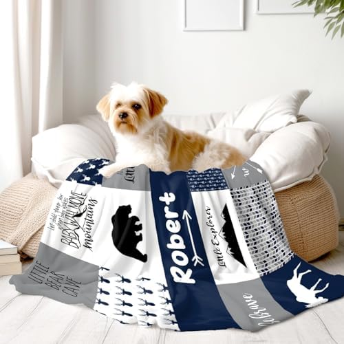 Fifishop Personalized Flannel Baby Blanket with Name