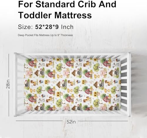KASTLEE Farm Animals Crib Sheet for Baby and Toddler