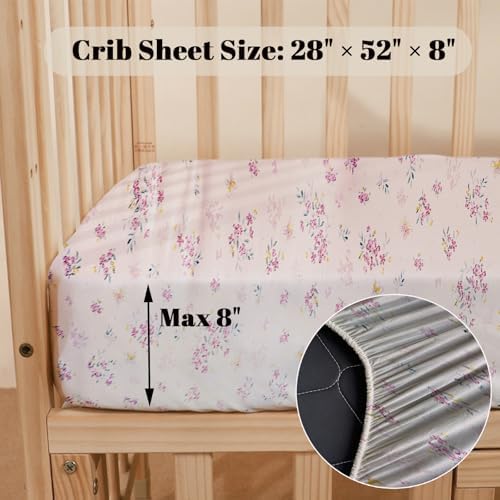 MorroMorn Crib Sheet - Pink Flowers Microfiber