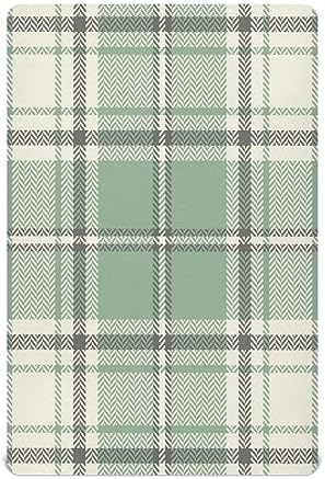 Caikeny Fitted Crib Sheet Plaid Spring Sage Green Grey