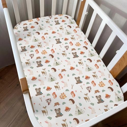 Camping Animals Baby Crib Sheets 52x28In 2 Pack
