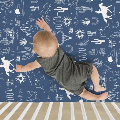 Western Cowboy Baby Crib Sheets 52x28 Inch Soft Fitted Mattress Cover