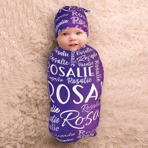 Personalized Baby Swaddle Set with Name and Hat 1