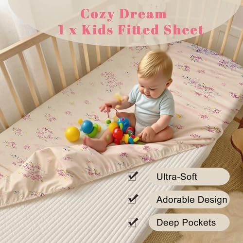 MorroMorn Crib Sheet - Pink Flowers Microfiber