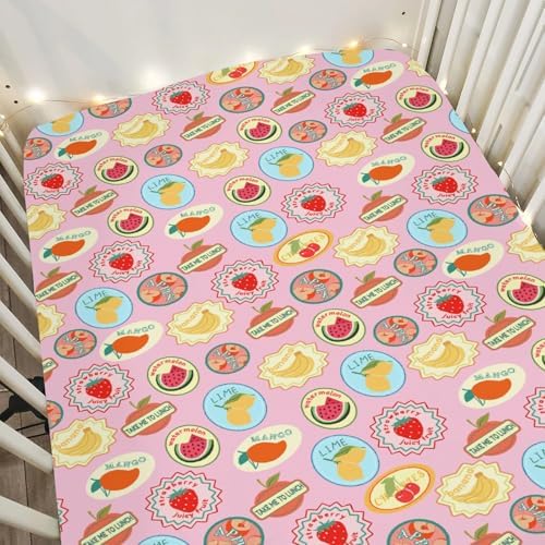 Fruits Summer Preppy Crib Sheets 52x28Inch