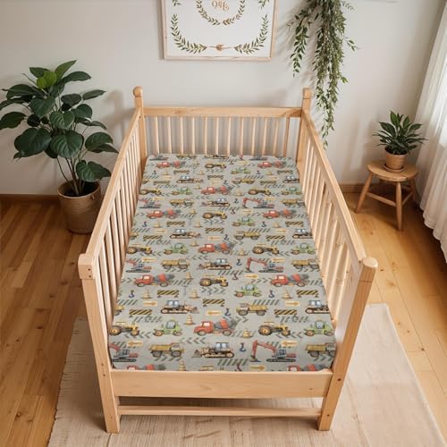 Construction Truck Baby Crib Sheets 52x28In