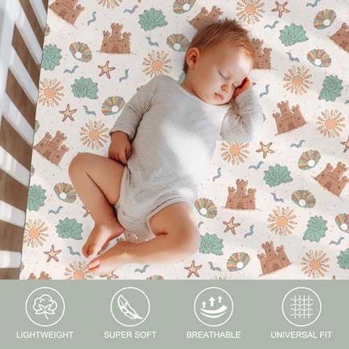 Fun Beach Days Crib Sheets 28x52 Retro Umbrella Pattern