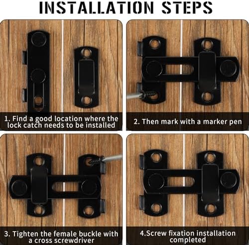 2 Pcs Barn Door Lock in Matte Black
