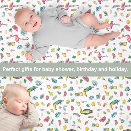 Flamingo Toucan Crib Sheets 2 Pack - Soft Snug Fitted Mattress Cover