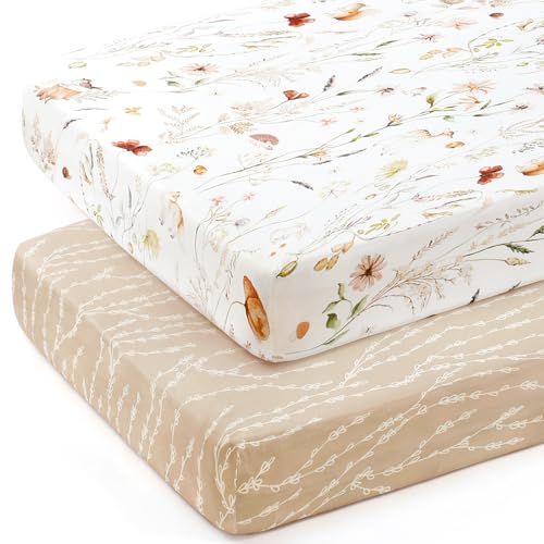 GRSSDER Ultra Soft Stretch Crib Sheets Set 2 Pack