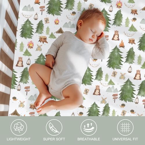 Camping Animals Crib Sheets 2 Pack Bear Bunny Hedgehog 1