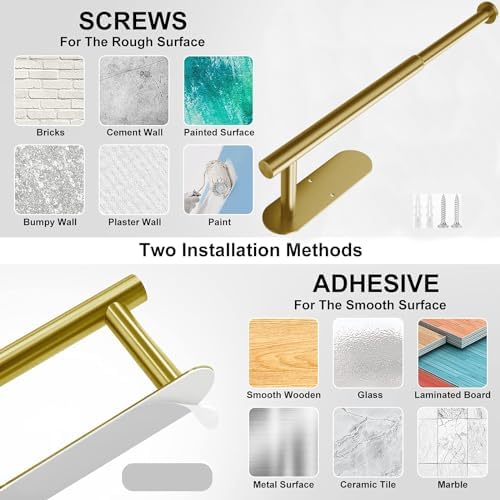 DGYB Gold Self Adhesive Toilet Paper Holder Wall Mount 2 Pcs
