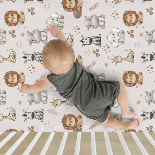 African Safari Animals Crib Sheets for Boy Girl 52x28