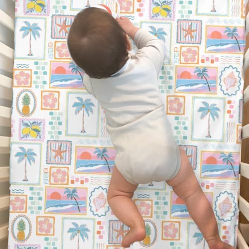 Bright Summer Beach Girly Crib Sheets 2 Pack 1