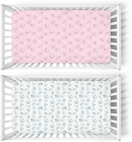 Ocean Seashell Crib Sheets 2 Pack for Boy Girl