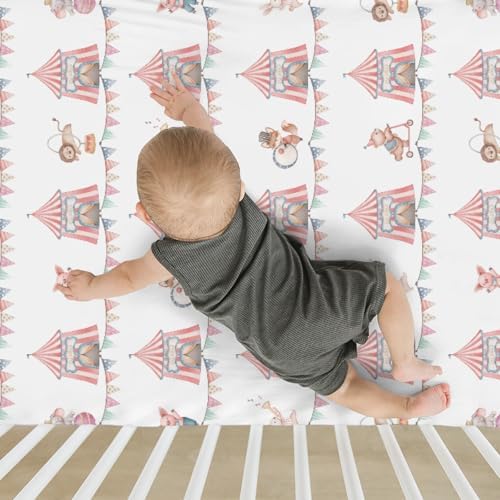 ZoUbqchY Watercolor Circus Animals Crib Sheets